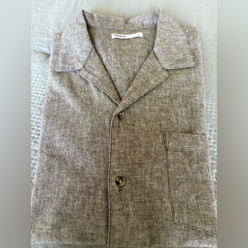Mens Sonoma Cotton/Linen Blend S/S Casual Shirt.